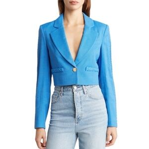 Jason Wu- NWT Blue Linen Braided Cropped Blazer Jackrt